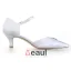 Elegant Pointed Toe Rhinestone White Ruffle Satin Low Heels Wedding Shoes