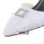 Elegant Pointed Toe Rhinestone White Ruffle Satin Low Heels Wedding Shoes