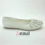 Beautiful Round Toe Ivory Satin Flat Wedding Shoes With Beading Pearl Rhinestone