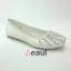 Beautiful Round Toe Ivory Satin Flat Wedding Shoes With Beading Pearl Rhinestone