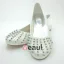Beautiful Round Toe Ivory Satin Flat Wedding Shoes With Beading Pearl Rhinestone