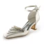 Escarpins Élégante Pointue Satin Orteil Mi Talons De Champagne Chaussures De Mariée De Mariage Avec Strass