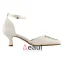 Escarpins Élégante Pointue Satin Orteil Mi Talons De Champagne Chaussures De Mariée De Mariage Avec Strass