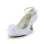 Beautiful Stiletto Heel Pumps White Lace Bridal Wedding Shoes With Hand-made Flower