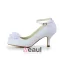 Beautiful Stiletto Heel Pumps White Lace Bridal Wedding Shoes With Hand-made Flower