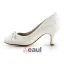 Chic Stiletto Heel Pumps Ivory Lace Bridal Wedding Shoes With Bow