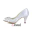 Peep Toe Piękna Połowie Przebił Białej Satyny Obcasy Pumps Buty Ślubne Obrączki Z Sercem W Kształcie Kryształu Kryształu Górskiego