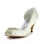Sparkly Peep Toe Open Side Mid Heels Satin Bridal Wedding Shoes With Metal Bow-knot