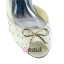 Sparkly Peep Toe Open Side Mid Heels Satin Bridal Wedding Shoes With Metal Bow-knot