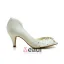 Sparkly Peep Toe Open Side Mid Heels Satin Bridal Wedding Shoes With Metal Bow-knot