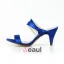 Kvinnors Peep Toe Strappy Mitten Klackar Kungsblå Satin Slingbacks