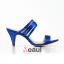 Kvinnors Peep Toe Strappy Mitten Klackar Kungsblå Satin Slingbacks
