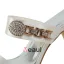 Fashion Strappy Heels Ivory Satin Bridal Wedding Shoes With Rhinestone
