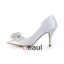Beautiful White Bridal Shoes 3 Inch Stiletto Heels Satin Pumps With Handmade Flowers
