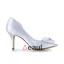 Chique Witte Bruidsschoenen Naaldhakken Peeptoe Satijnen Pumps Met Strik