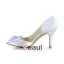 Chique Witte Bruidsschoenen Naaldhakken Peeptoe Satijnen Pumps Met Strik