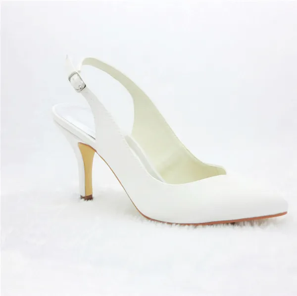 Chic White Bridal Shoes Stiletto Heels Pumps Slingbacks For Lady