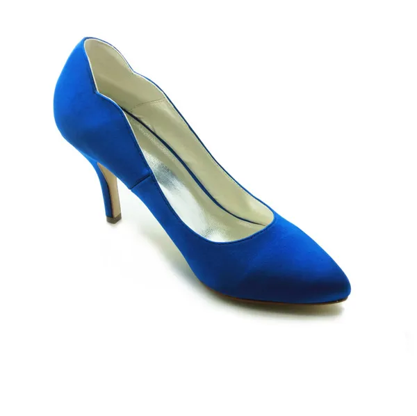 Escarpins Simples Bleu 3 Pouces Talon Aiguille En Satin Chaussures De Mariée