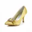 Klassisk Gull Formelle Sko Satin Stiletter Pumps Med Rhinestone Smykker