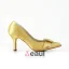 Klassisk Gull Formelle Sko Satin Stiletter Pumps Med Rhinestone Smykker