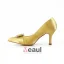 Klassisk Gull Formelle Sko Satin Stiletter Pumps Med Rhinestone Smykker
