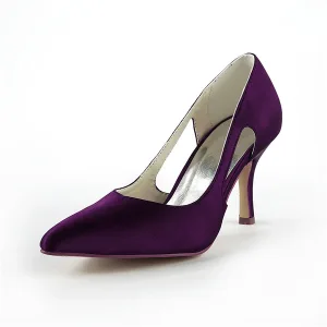 Enkla Lila Formella Skor Satin Stiletter Pumps