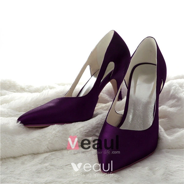 Simple Purple Formal Shoes Satin Stilettos Pumps