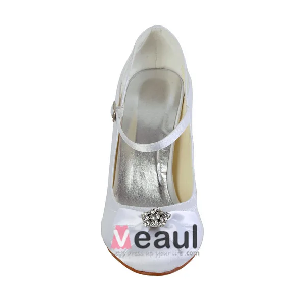 Beautiful Bridal Wedding Shoes 3 Inch Heels Pumps With Rhinestone Bow