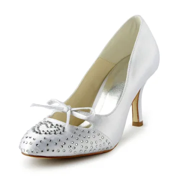 Chic White Bridal Shoes 3 Inch Heel Pumps Wedding Shoes With Rhinestone