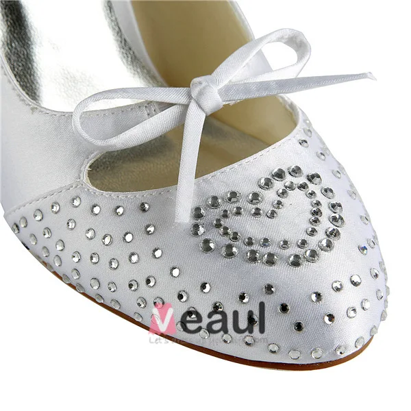 Chic White Bridal Shoes 3 Inch Heel Pumps Wedding Shoes With Rhinestone