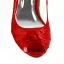 Klassisk Rød Brudesko Peep Toe Stiletter Satin Pumps