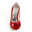 Klassisk Rød Brudesko Peep Toe Stiletter Satin Pumps
