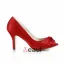 Klassisk Rød Brudesko Peep Toe Stiletter Satin Pumps