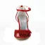 Sparkly Red Bridal Shoes Stiletto Heels Glitter Pumps Formal Shoes With Ankle Strap