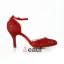 Sparkly Red Bridal Shoes Stiletto Heels Glitter Pumps Formal Shoes With Ankle Strap