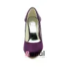 Classic Purple Bridal Shoes Stiletto Heels Satin Pumps With Rhinestone