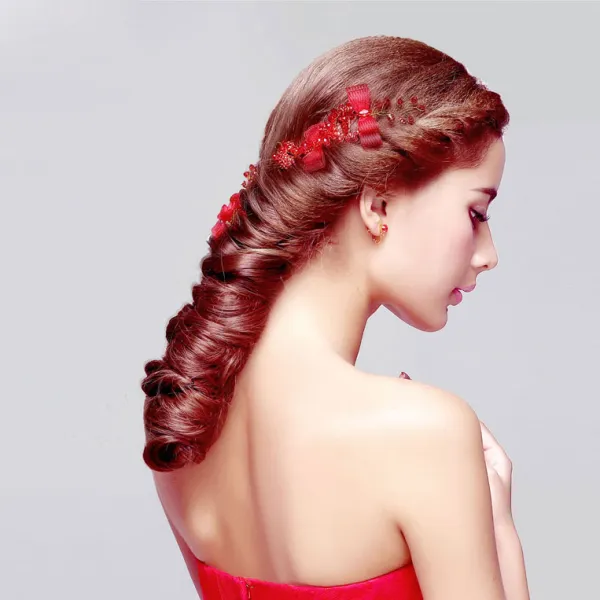 Red Crystal Pearl Bridal Headdress /Head Flower / Wedding Hair Accessories / Wedding Jewelry