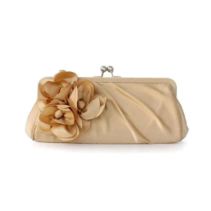 Sweet Lady Fashion Silk Clutch Bag Flower Decoration Bridesmaid Handbags Small Bag