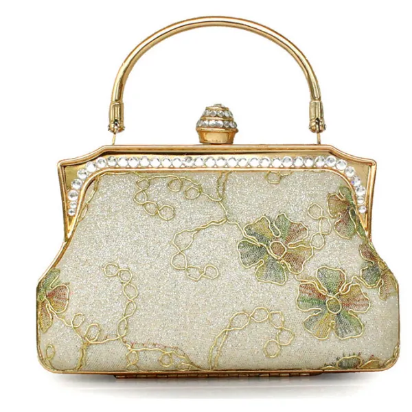 Hand Embroidered Vintage Glitter Packet Fashion Colorful Handbags Mini Satin Robes Bag Clutch Bags