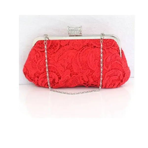 Lace Openwork Design Red Bridal Bag Dress Clutch Bag Clutch Bags