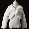 White Flower Girl Plush Cloak Cloak Cape