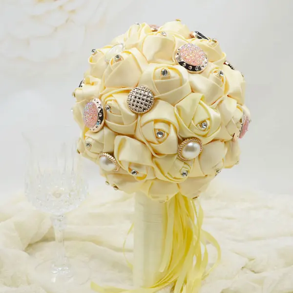 Wedding Gift Nylon Fabric Roses Bridal Bouquets Holding Flowers Wedding Flowers