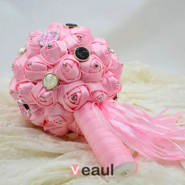 Wedding Gift Nylon Fabric Roses Bridal Bouquets Holding Flowers Wedding Flowers