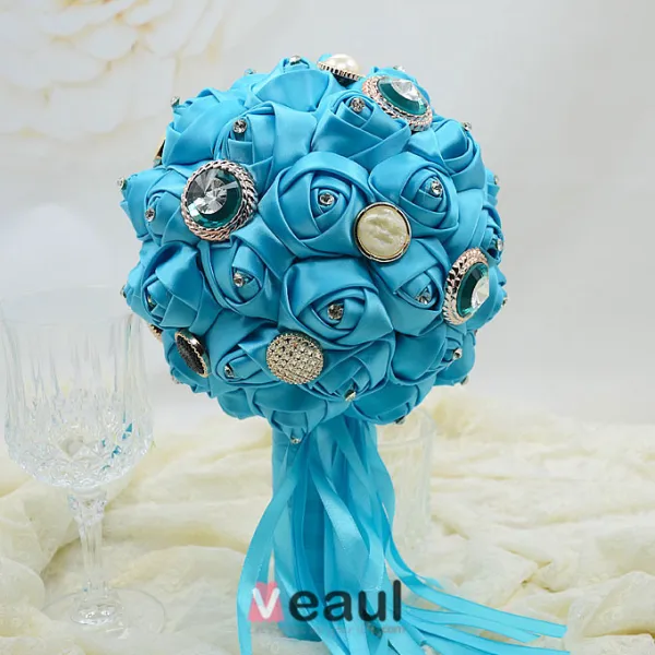 Wedding Gift Nylon Fabric Roses Bridal Bouquets Holding Flowers Wedding Flowers