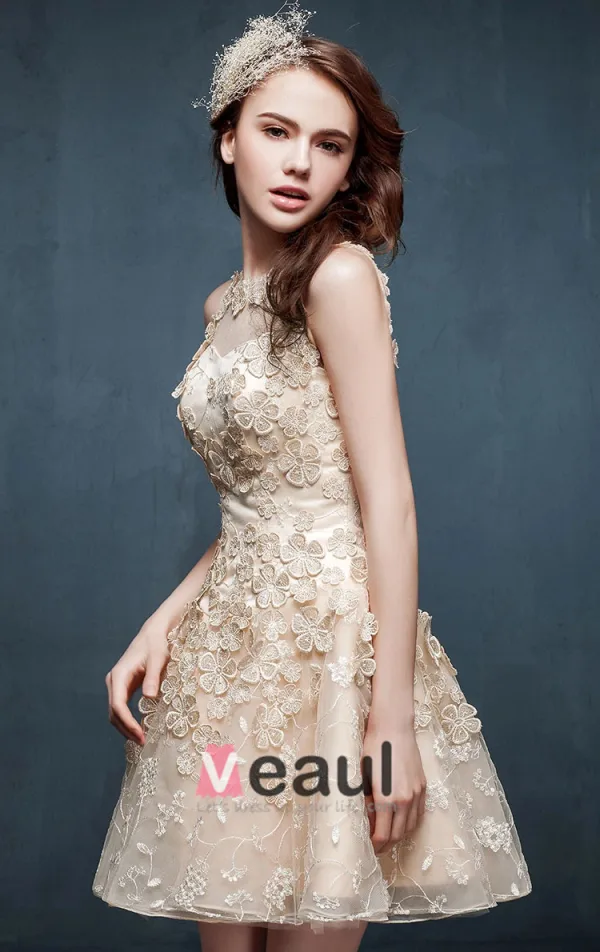 Robe De Cocktail Sexy Perce Dentelle Licol