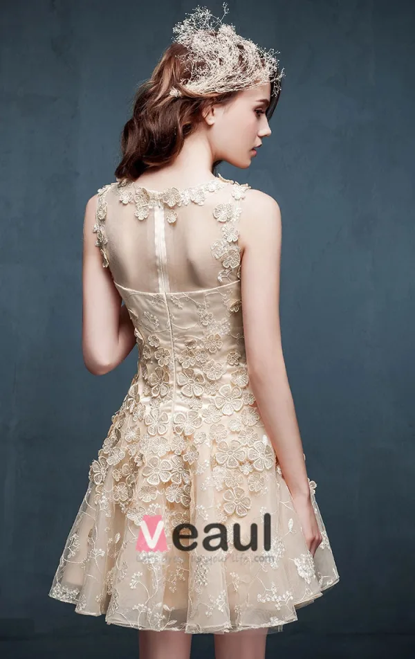 Robe De Cocktail Sexy Perce Dentelle Licol