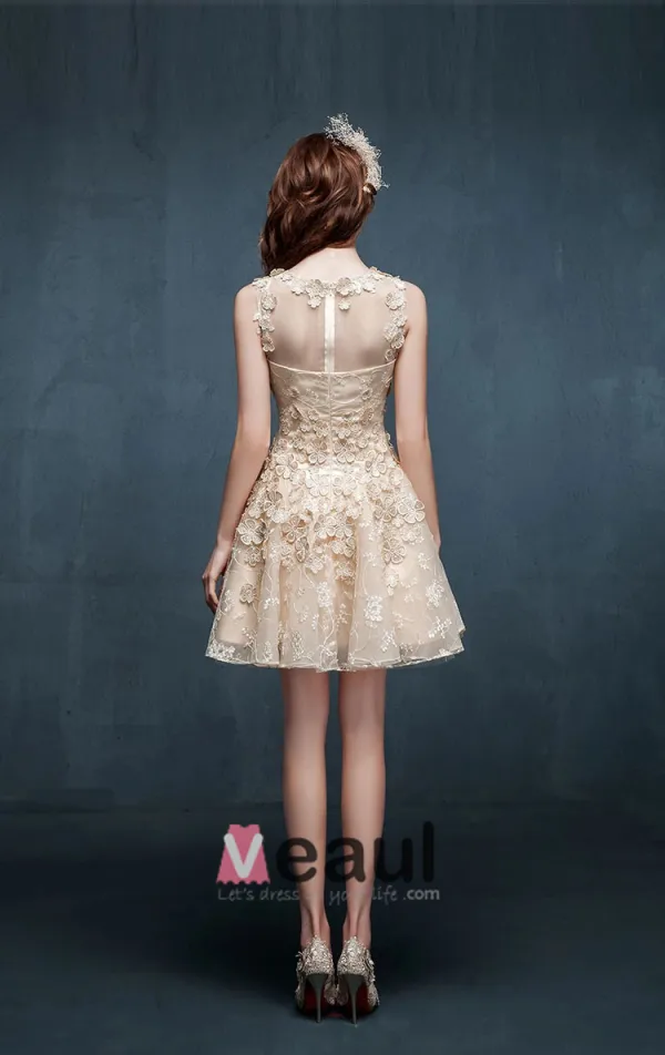 Robe De Cocktail Sexy Perce Dentelle Licol