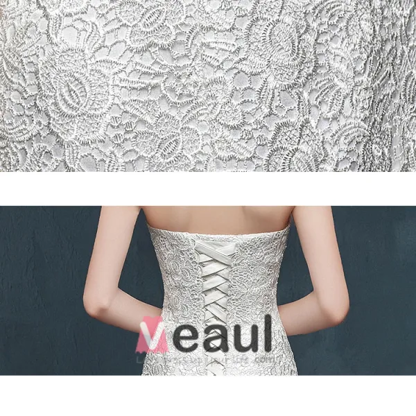 Witte Halter Zeemeermin Bruidsjurk
