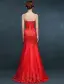 Dentelle Sirène Robe Rouge Brode De Robe De Soirée