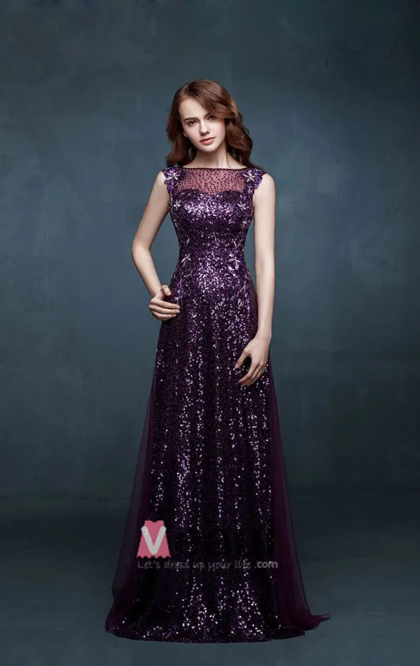 2015 Sleeveless Slim Fit Lace Sequins Long Evening Dress